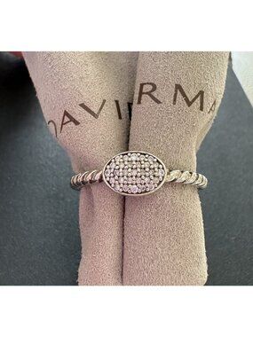 DAVID YURMAN Cable Collectibles 925 Sterling Ring with Pavé Diamonds Size 11